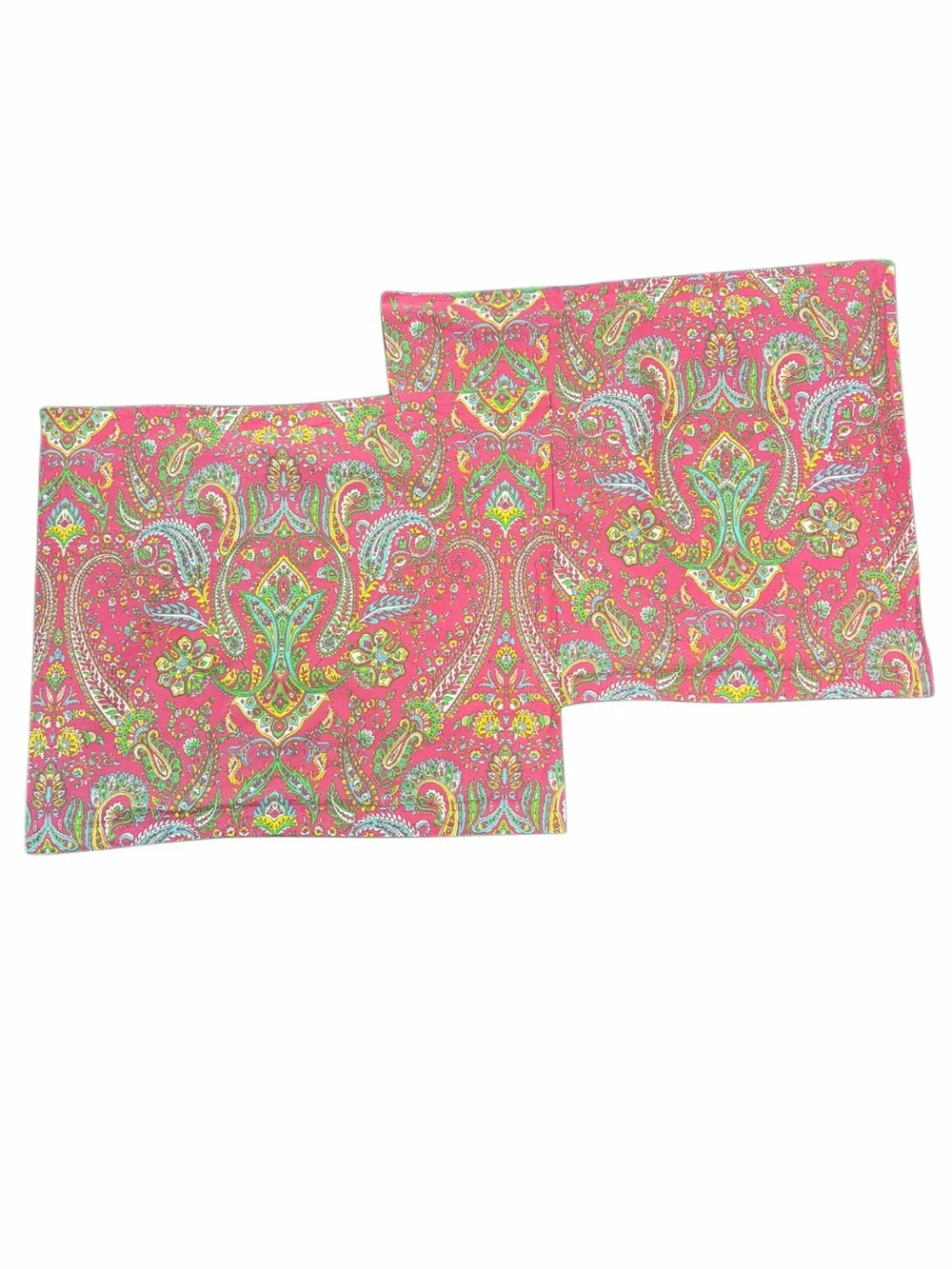 Ralph Lauren Pink & Green Paisley Floral Standard Shams 100% Cotton